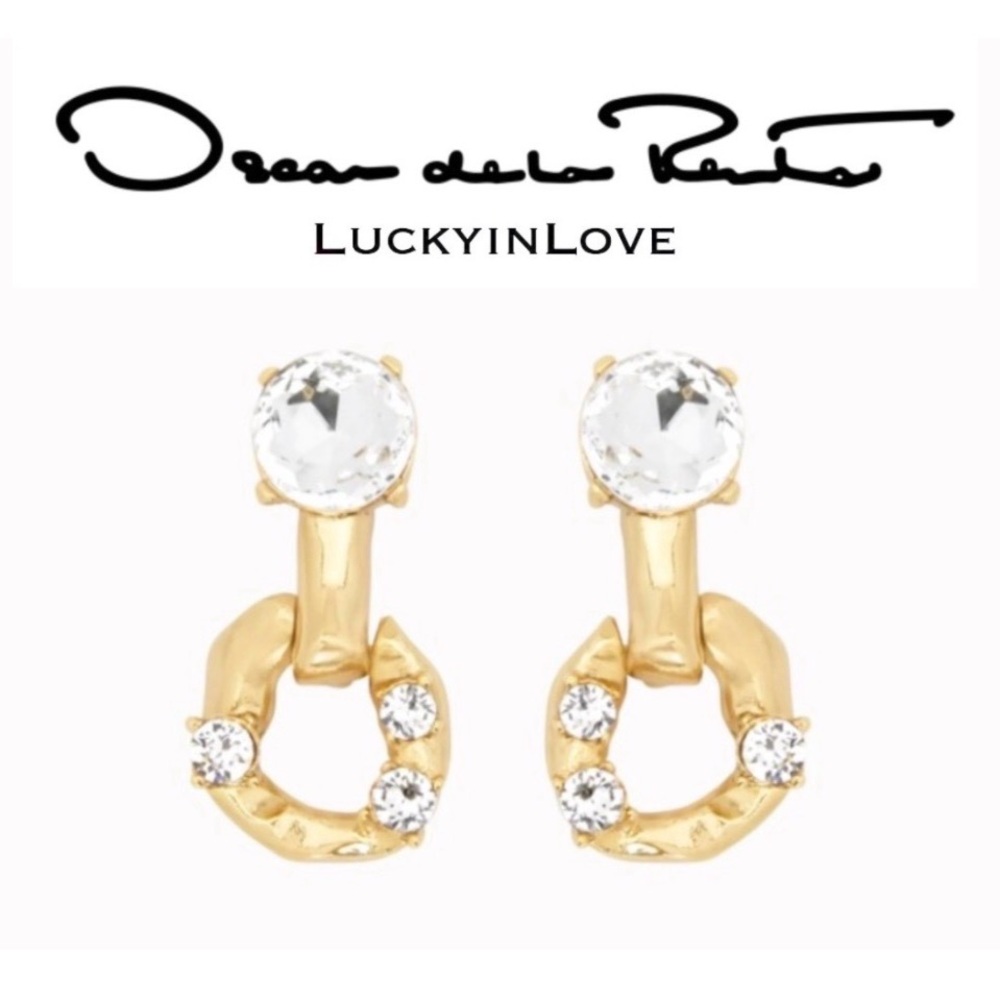 Oscar de la Renta SCRAMBLE Burnished Gold CHAIN-LINK EARRINGS